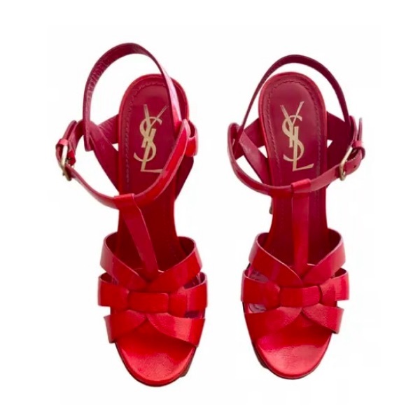YSL Iconic Tribute Sandal- Patent Leather Red - Picture 6 of 6